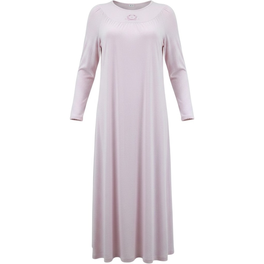 Calida Nightgown Womens M  Pink Embroidered Cotton Long Sleeve‎ Vintage Coquette